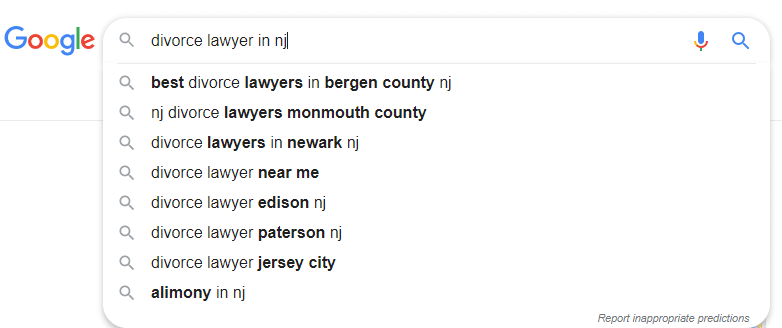 Relevant keywords in Gooogle suggest for Local SEO